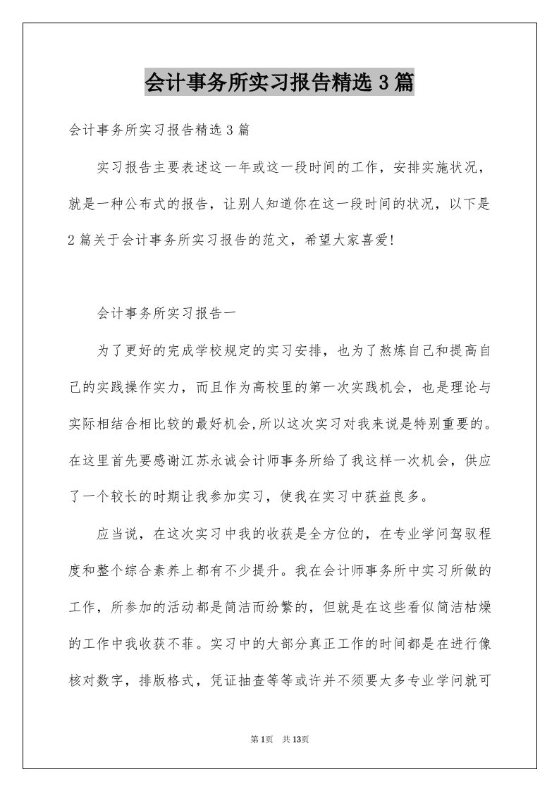 会计事务所实习报告精选3篇