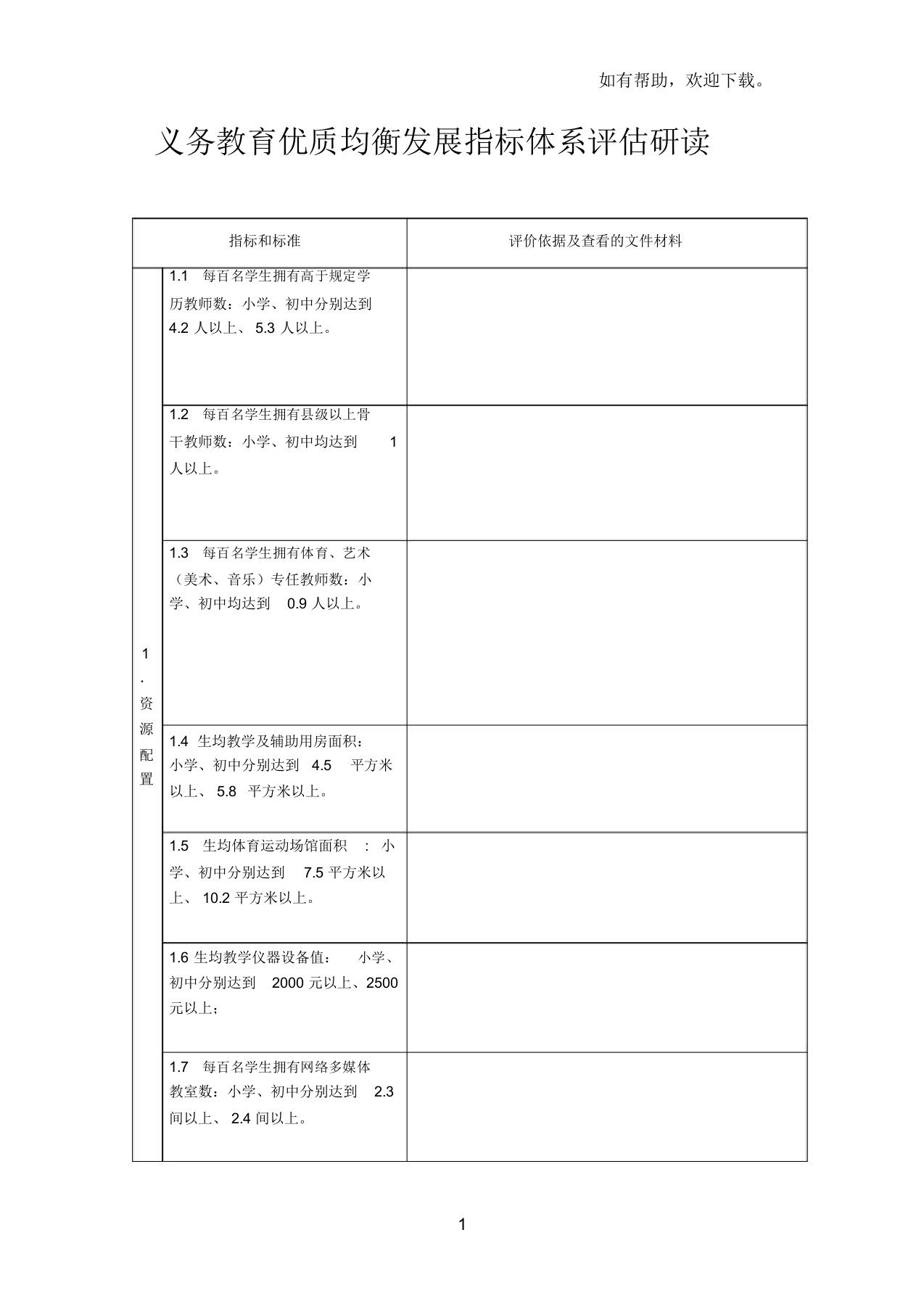 义务教育优质均衡发展指标体系研读