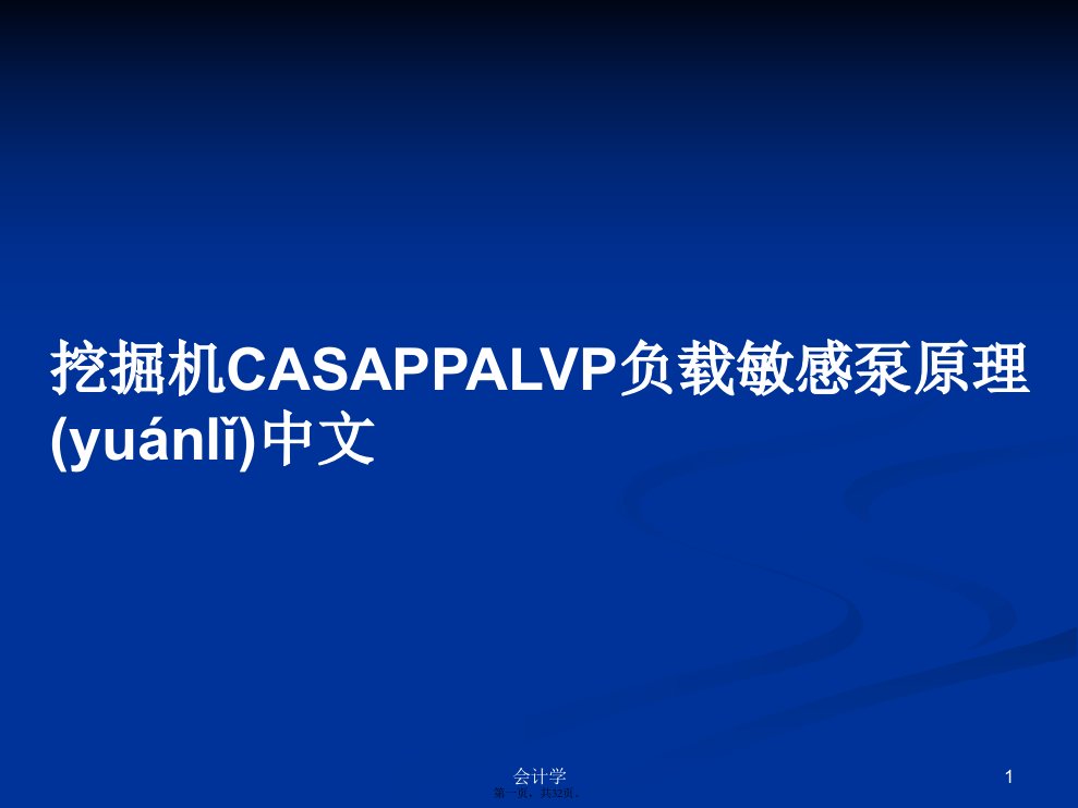 挖掘机CASAPPALVP负载敏感泵原理中文学习教案