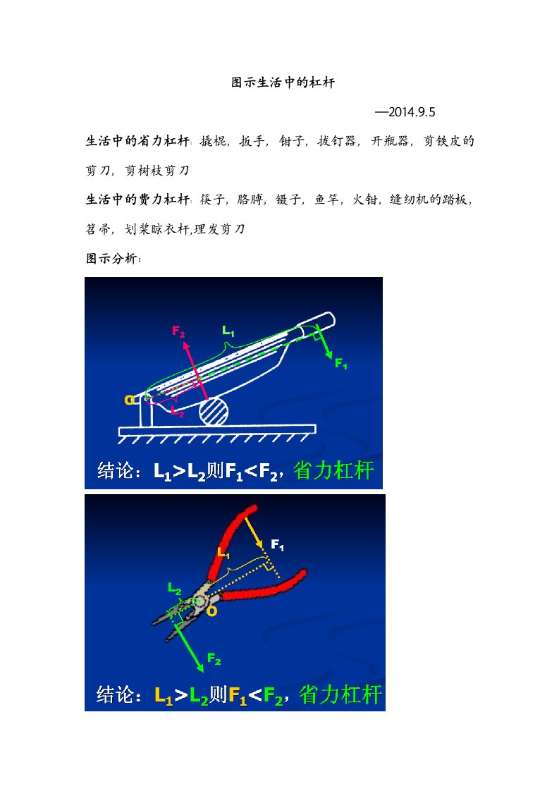 九年级物理生活中杠杆原理示意图