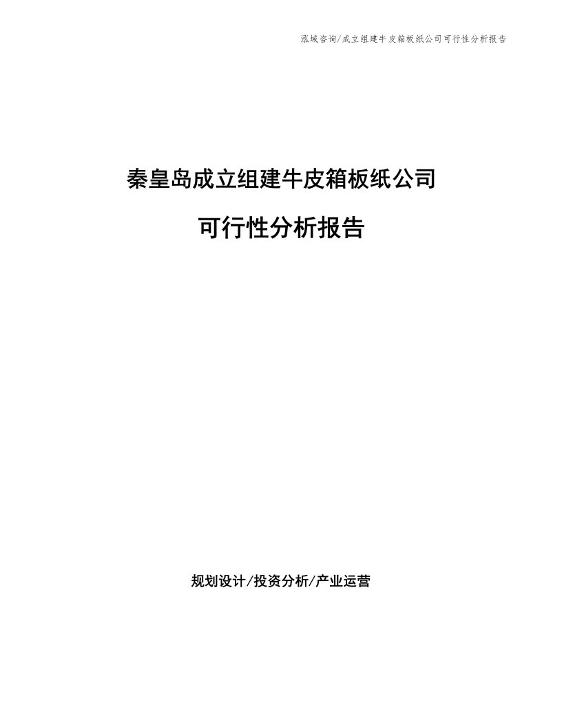 秦皇岛成立组建牛皮箱板纸公司可行性分析报告（参考模板）