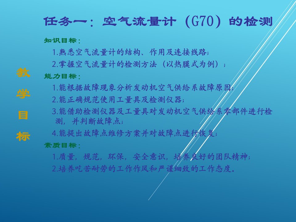 汽车发动机任务一空气流量计G70的检测课件