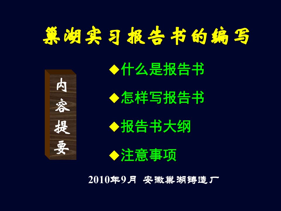 巢湖实习报告书的编写讲课