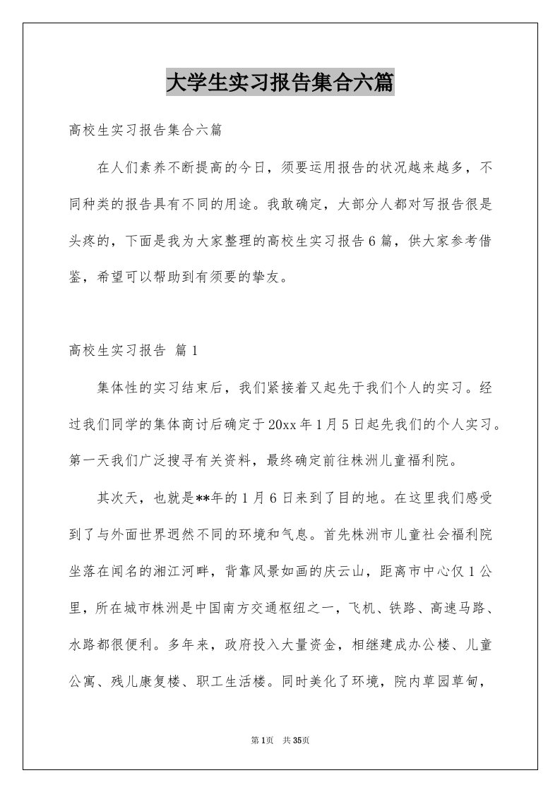 大学生实习报告集合六篇范文