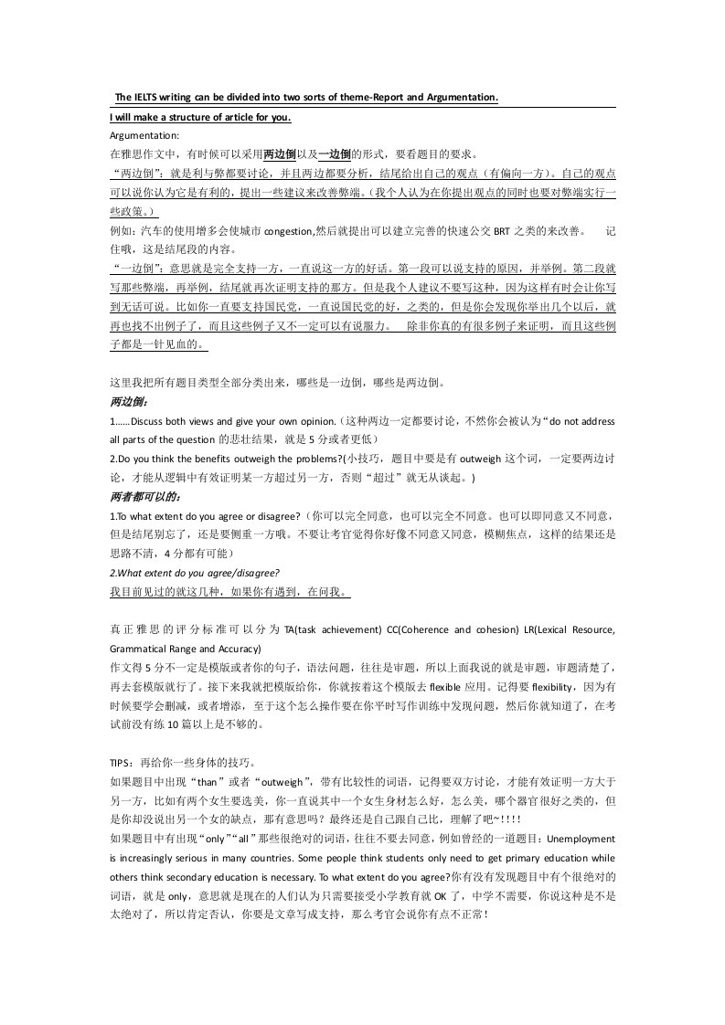 雅思A类大作文第二篇议论文模板以及雅思作文题目分析