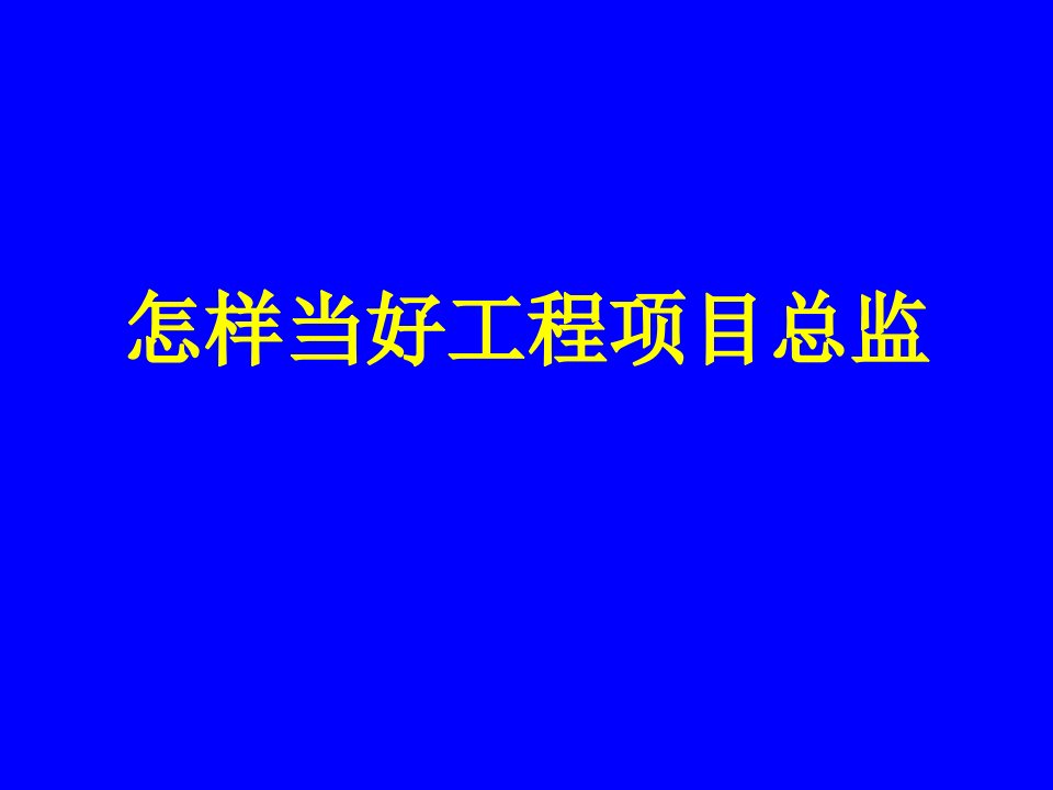 工程项目总监培训讲座ppt