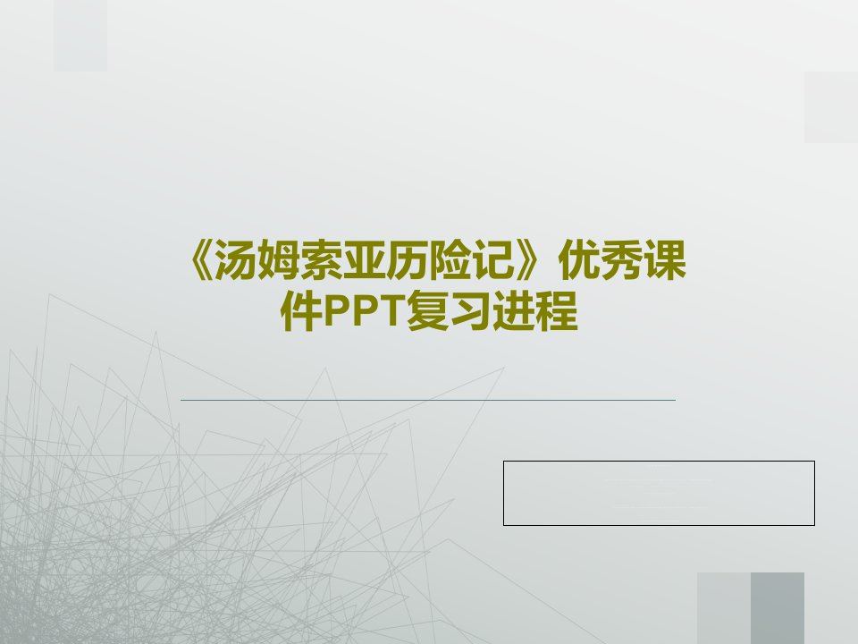 《汤姆索亚历险记》优秀课件PPT复习进程PPT文档共61页