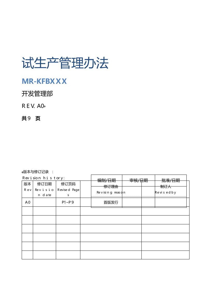 试生产管理办法