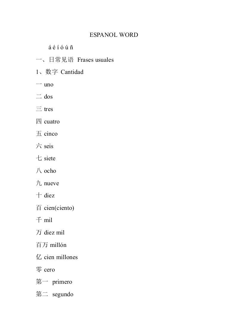 西班牙语基础词汇个整理版样稿
