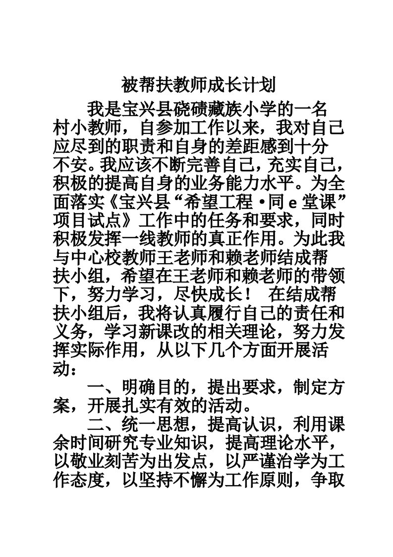 被帮扶教师成长计划