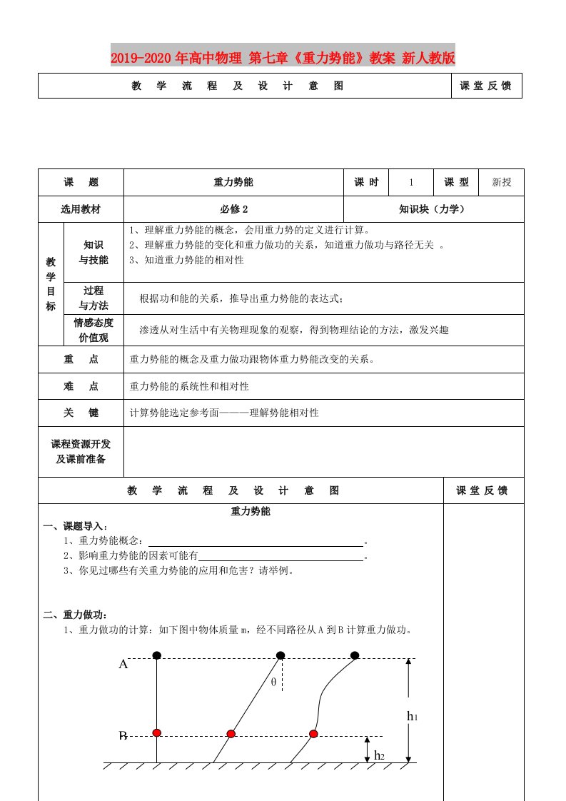 2019-2020年高中物理