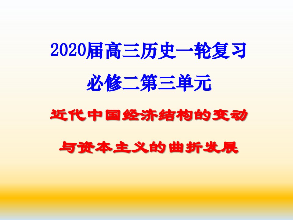 2020届高考历史一轮复习专题十一近代中国经济结构的变动与资本主义的曲折发展课件