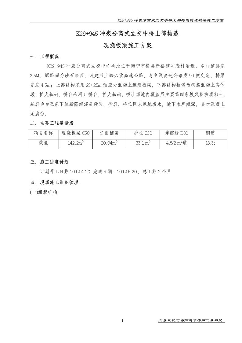 K29+945车行天桥现浇箱梁施工方案新