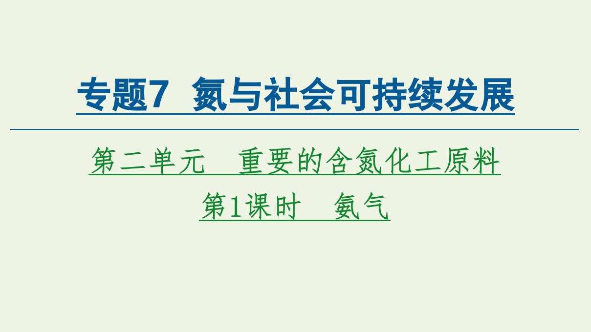 新教材高中化学专题7氮与社会可持续发展第2单元第1课时氨气课件苏教版必修2