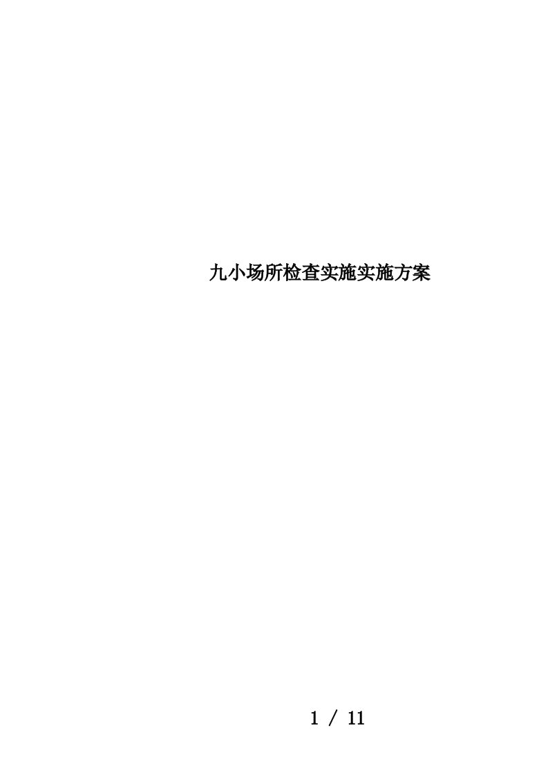 九小场所检查实施实施方案