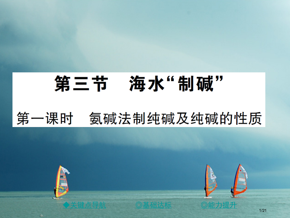 九年级化学下册第八单元海水中的化学第三节海水制碱第一课时氨碱法制纯碱与纯碱的性质习题省公开课一等奖新