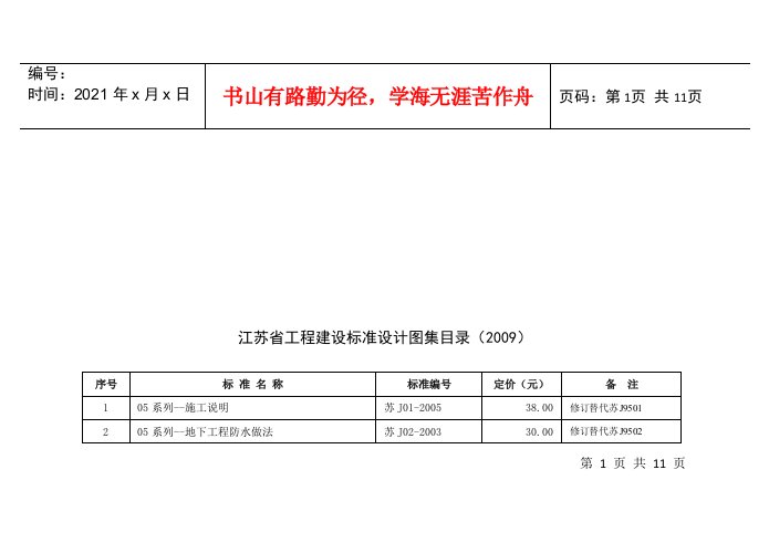 江苏省工程建设标准设计图集汇总