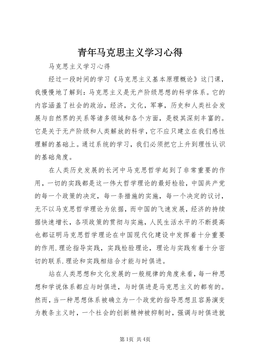 青年马克思主义学习心得