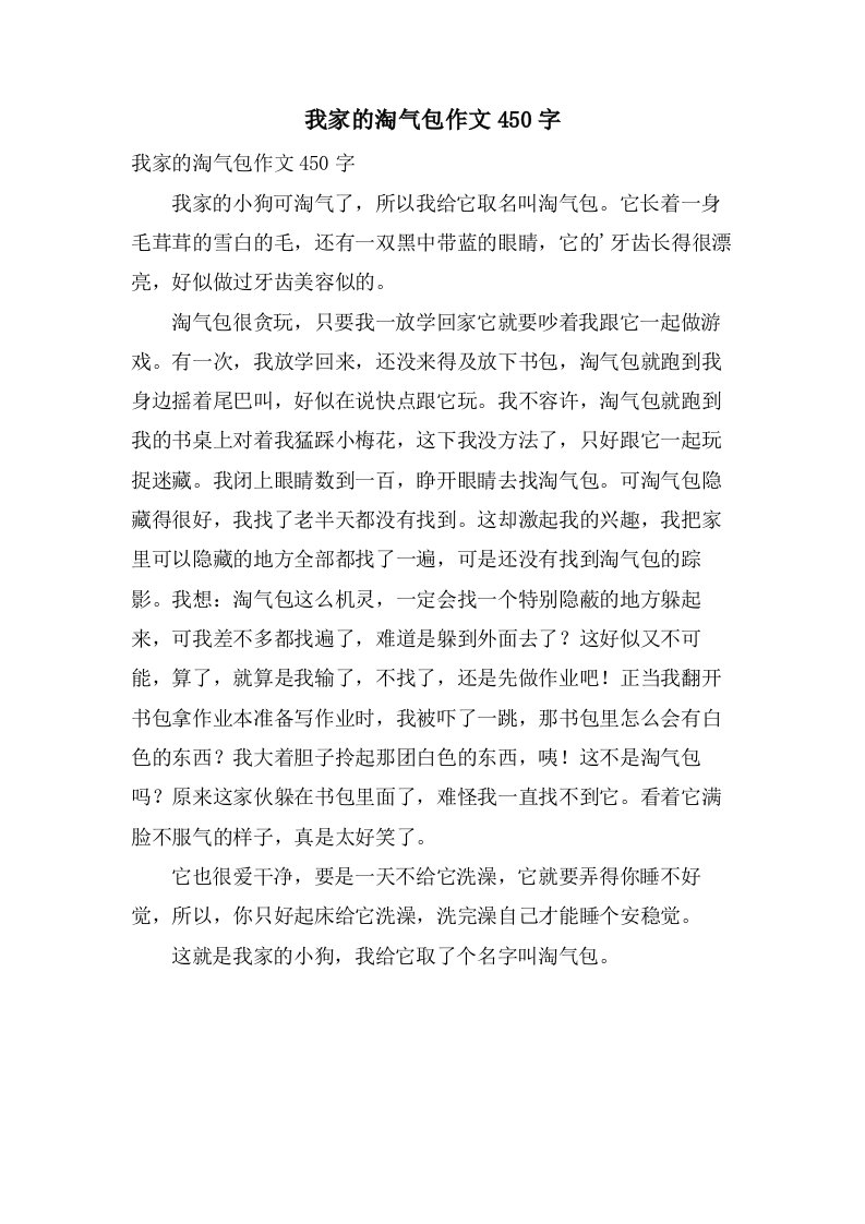 我家的淘气包作文450字