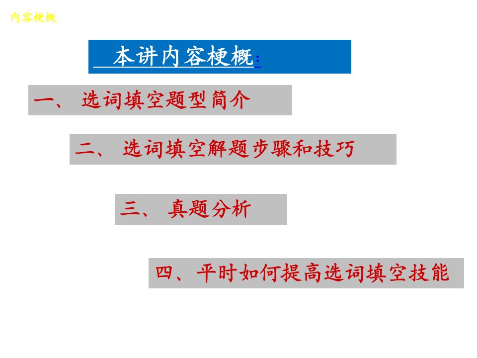 英语四级选词填空做题技巧ppt课件