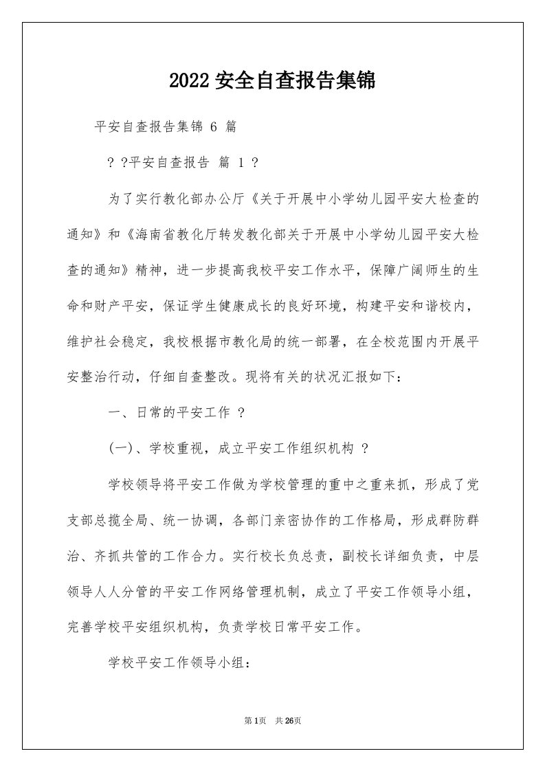 2022安全自查报告集锦