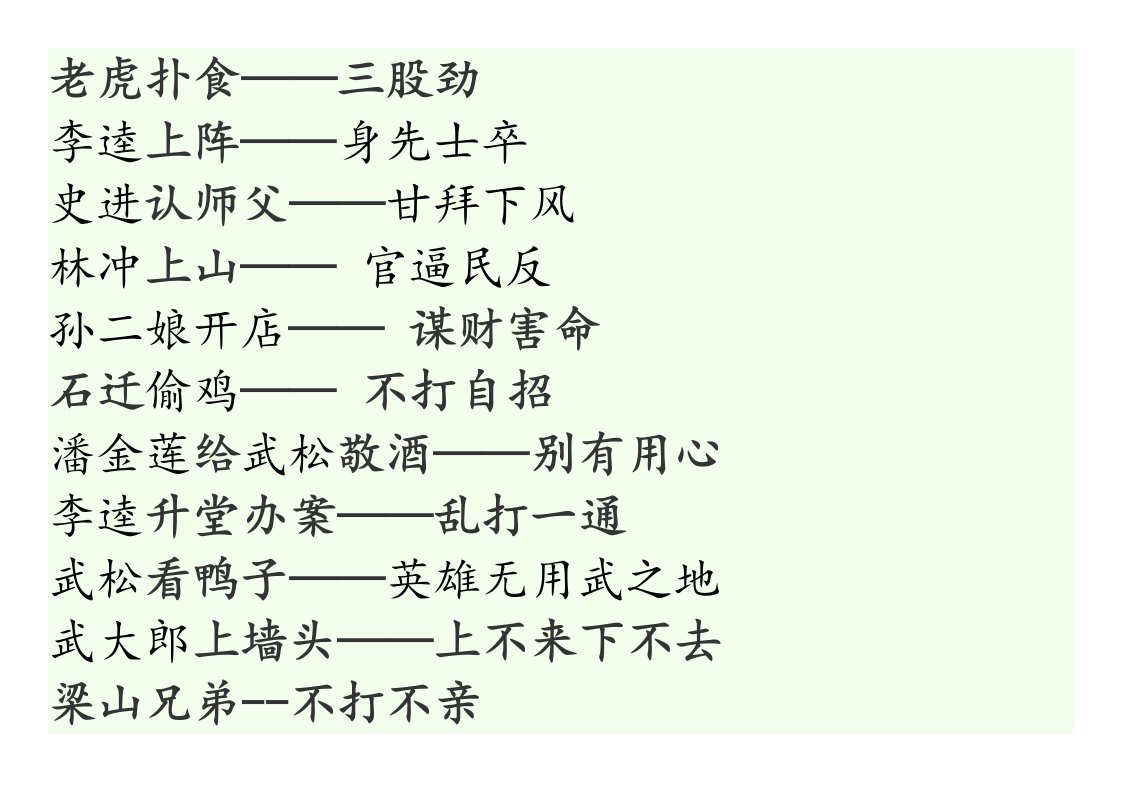 水浒传的人物绰号和有关的歇后语