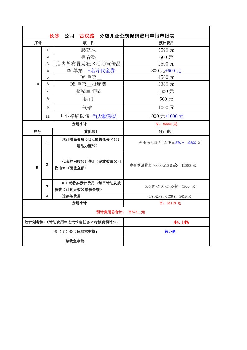 古汉路分店开业方案