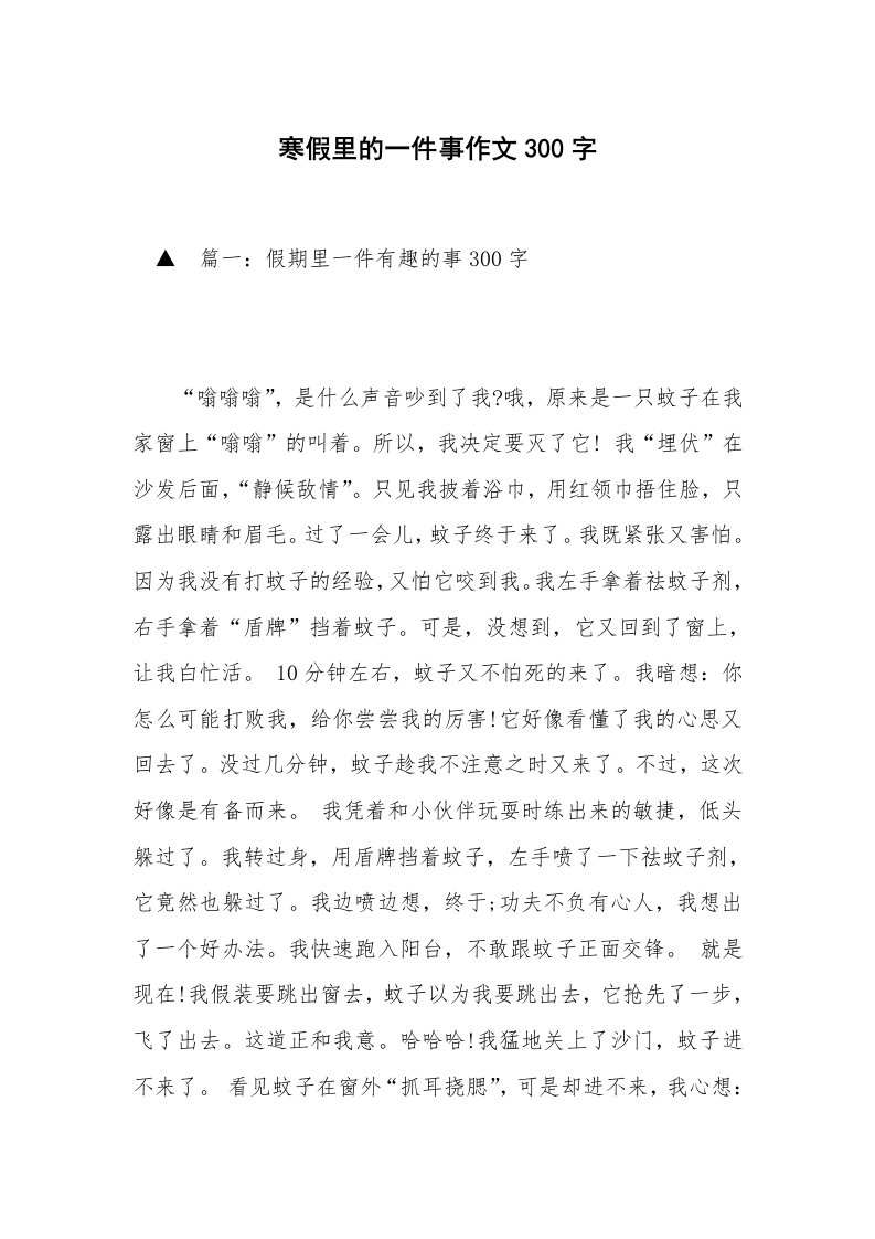 寒假里的一件事作文300字