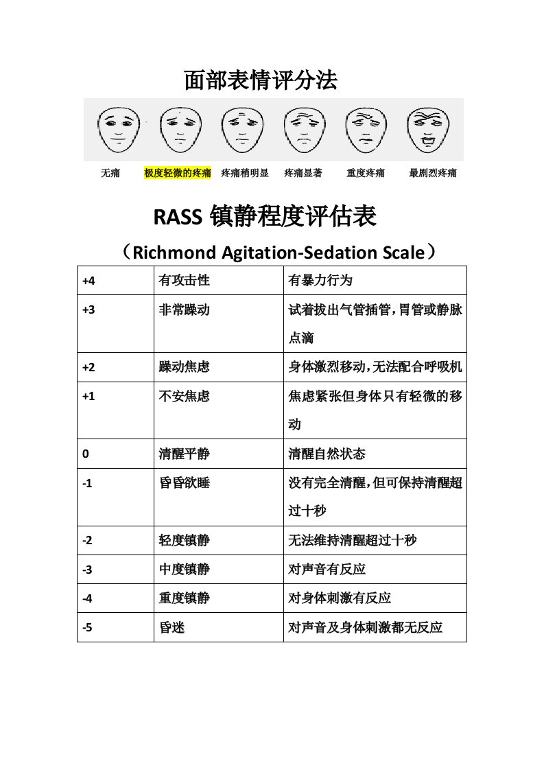 面部表情评分法