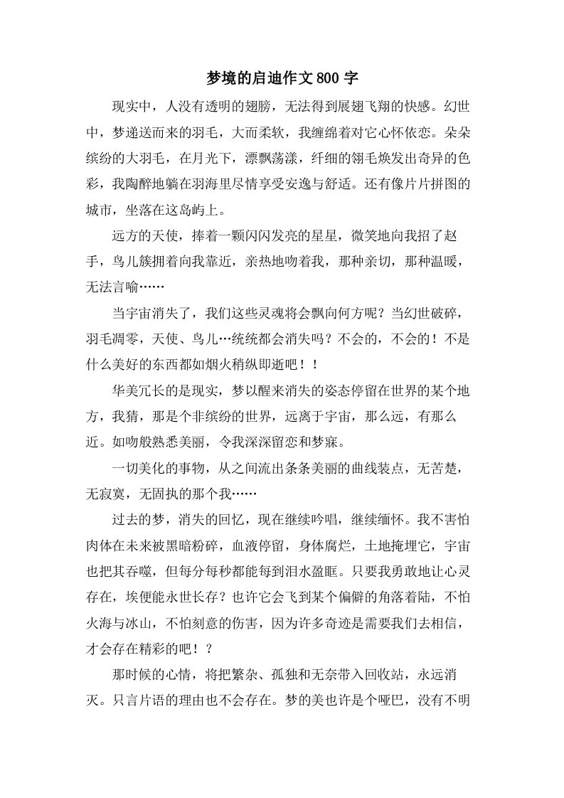 梦境的启迪作文800字