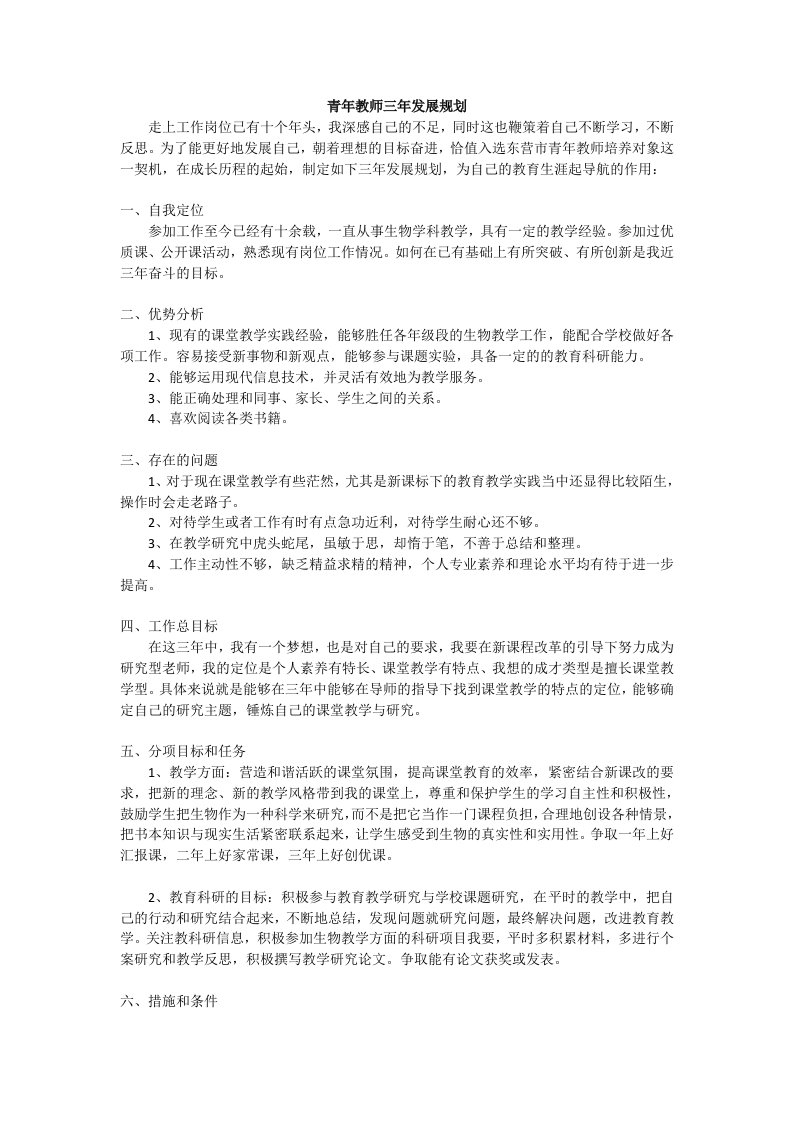 青年教师个人三年成长规划书