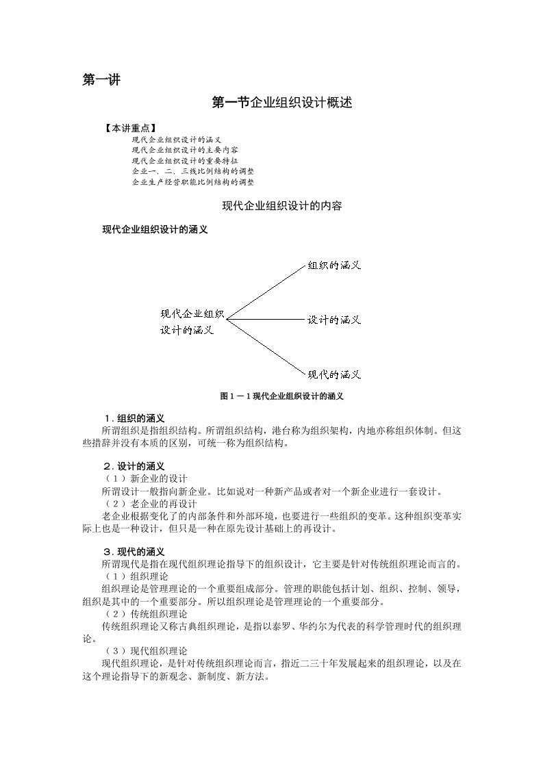 现代企业组织设计课程