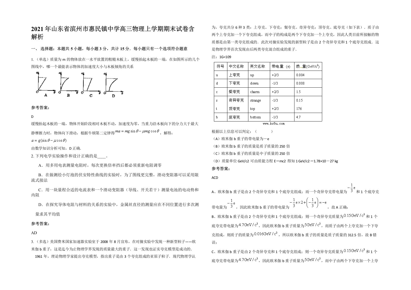 2021年山东省滨州市惠民镇中学高三物理上学期期末试卷含解析