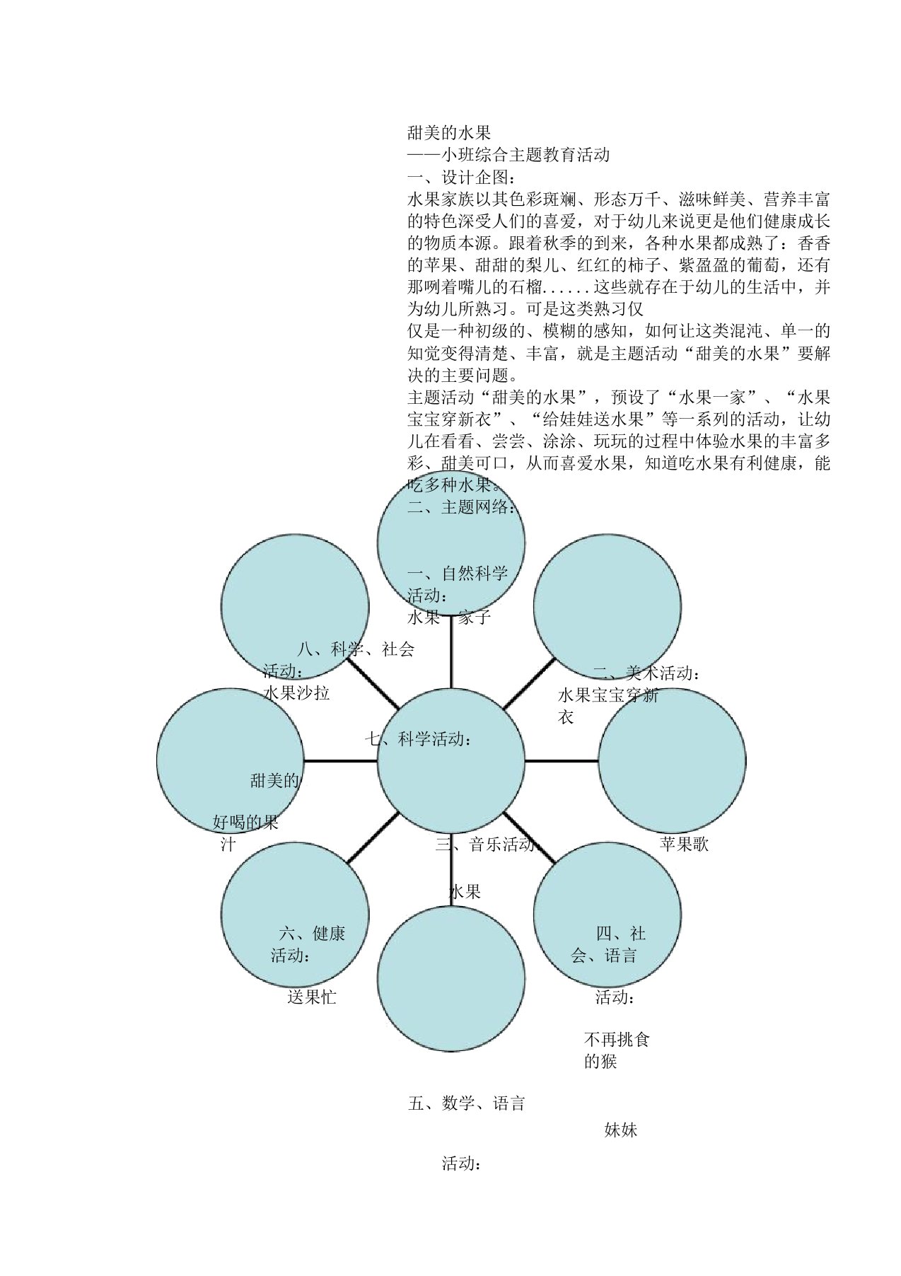 小班主题活动——香甜水果