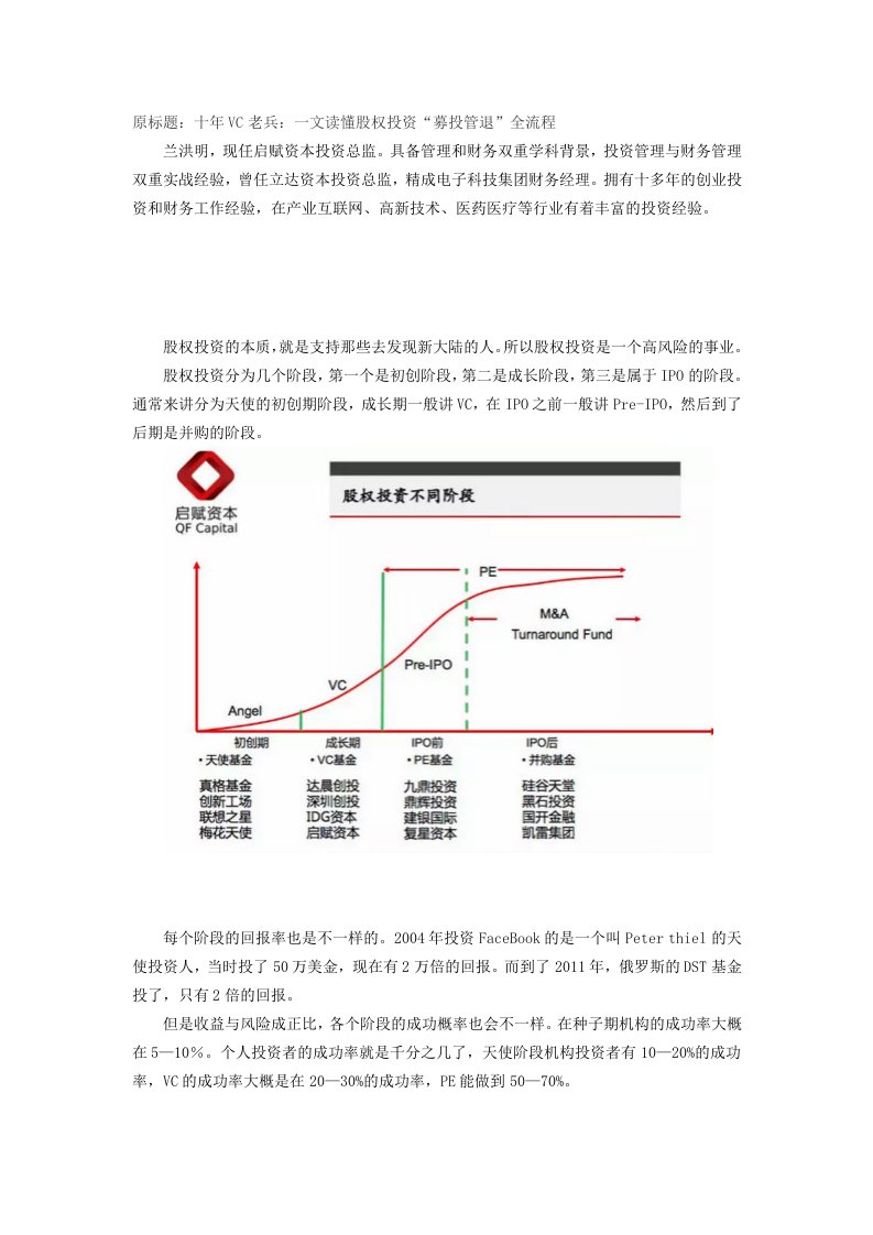 股权投资“募投管退”全流程