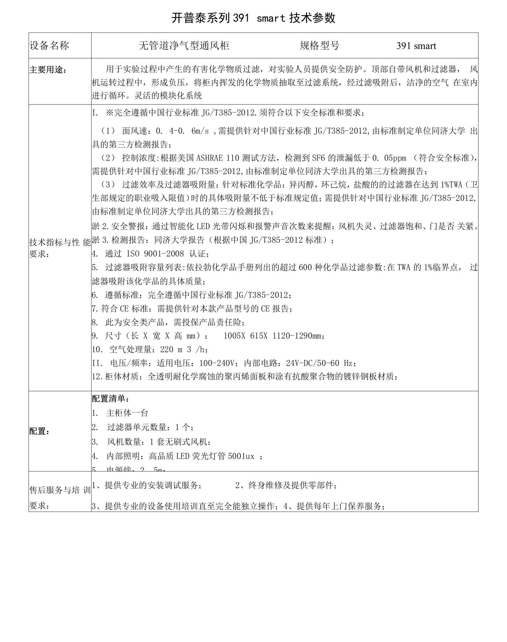 开普泰系列391smart技术参数