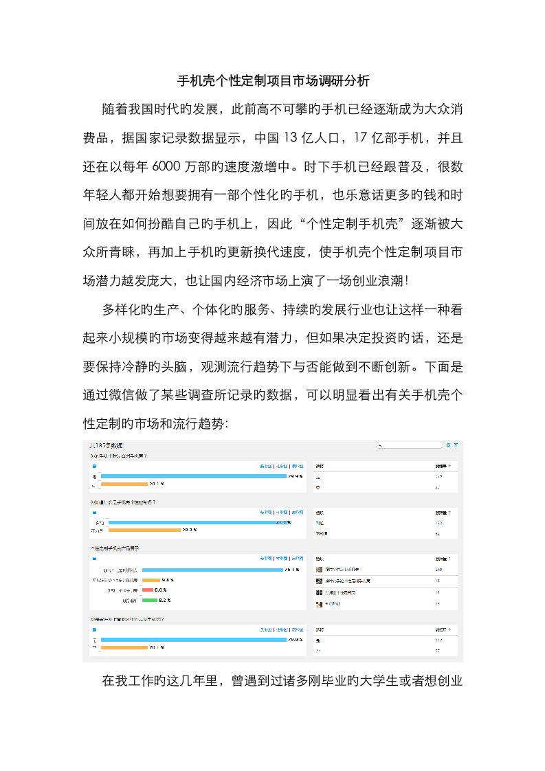 手机壳个性定制专项项目市场调研分析