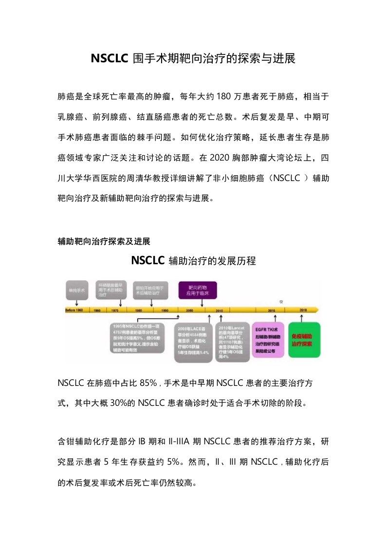 NSCLC围手术期靶向治疗的探索与进展