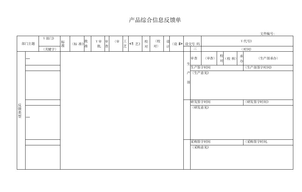 产品综合信息反馈单