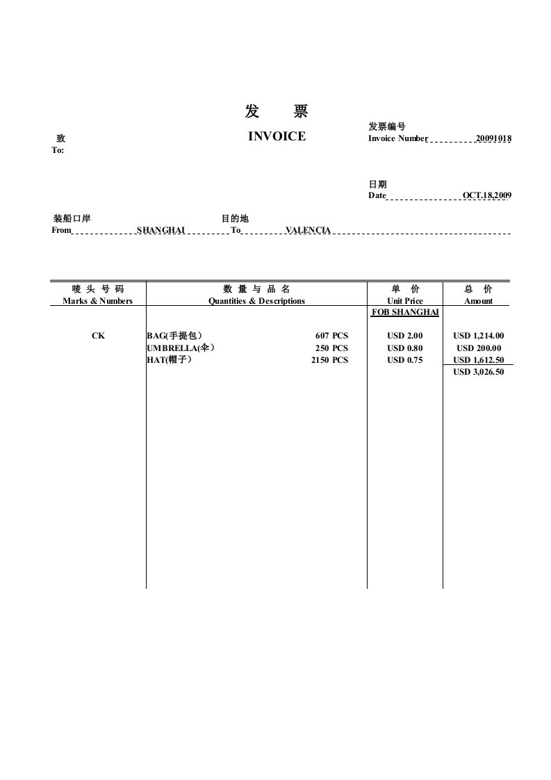 报关资料格式