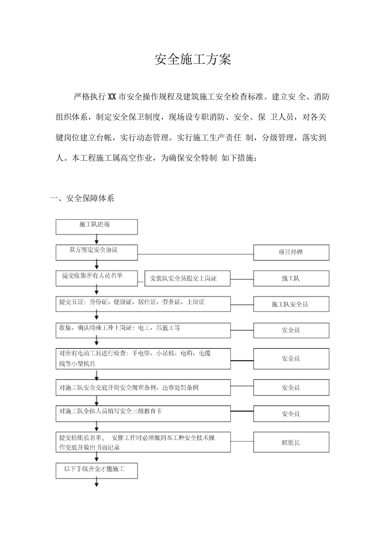 高空作业安全施工方案