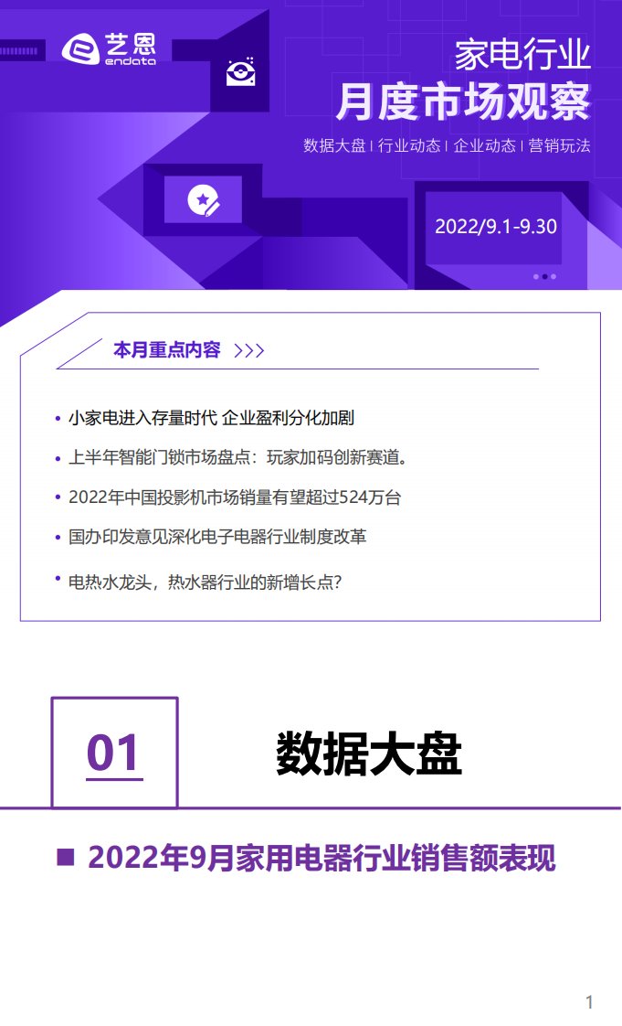 艺恩-2022年9月家电行业月度市场报告-20221013