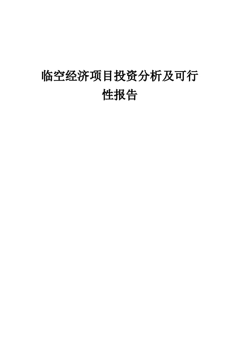 2024年临空经济项目投资分析及可行性报告