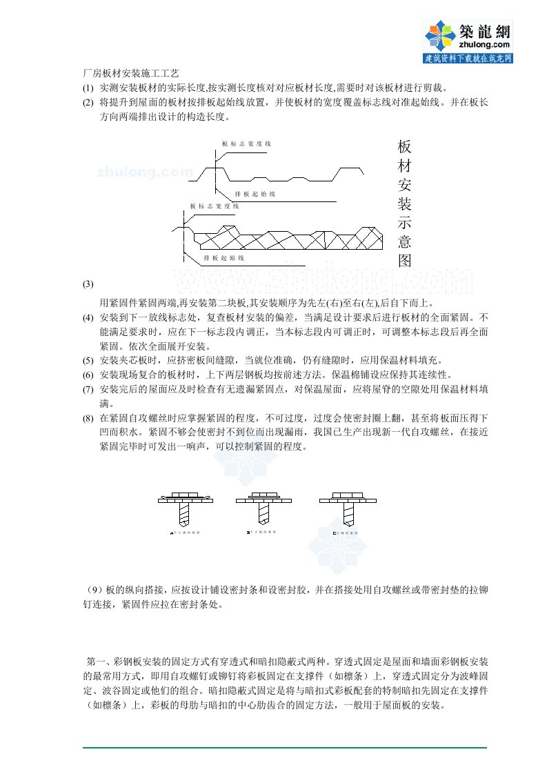 工艺工法qc工业厂房工程钢结构板材安装施工工艺