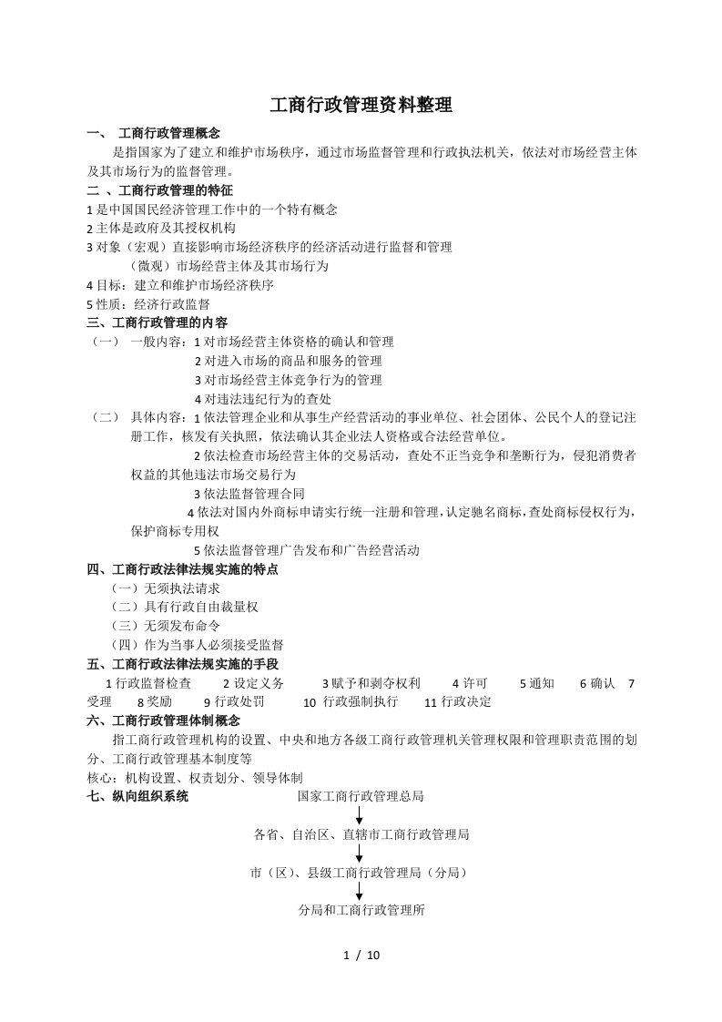 工商行政管理资料整理