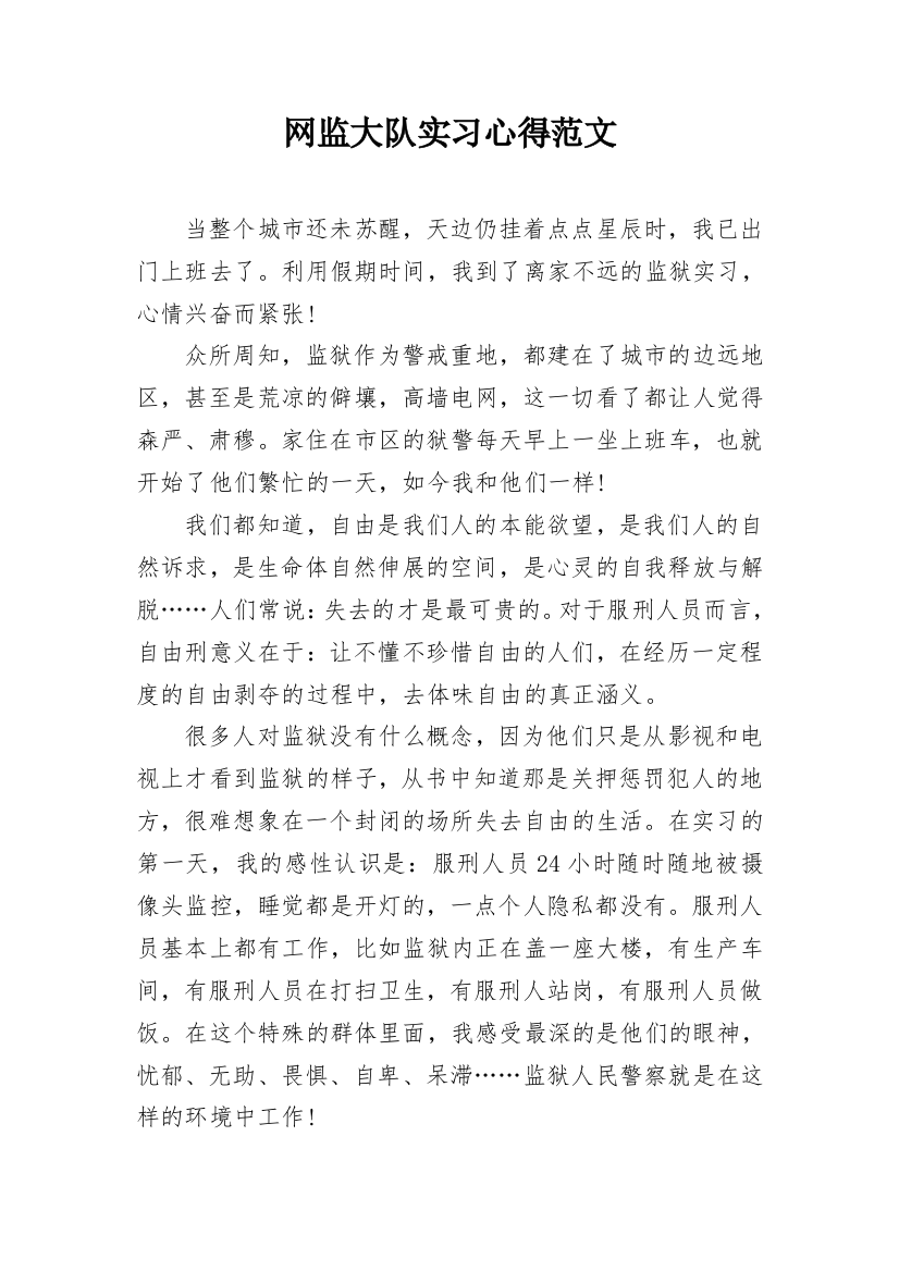 网监大队实习心得范文_1