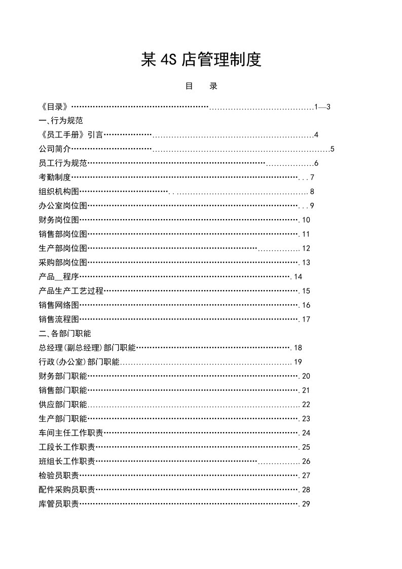 汽车销售服务公司汽车4s店管理制度大全汇编