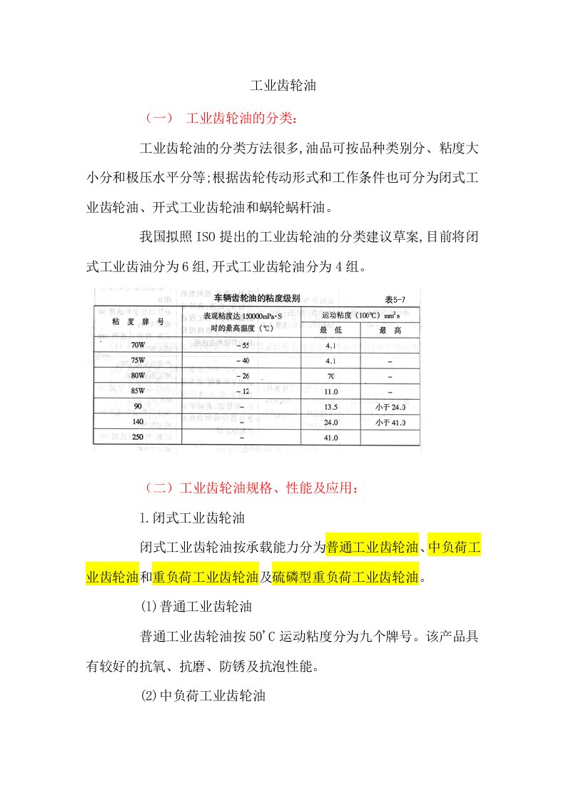 齿轮润滑油知识