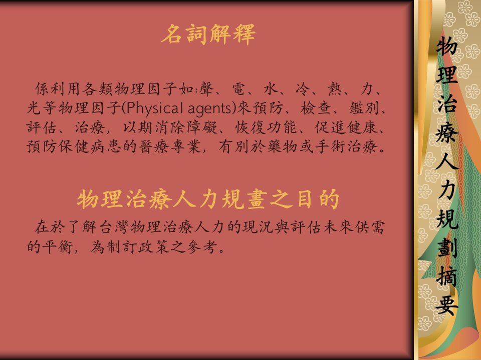 物理治疗人力规划摘要（PPT