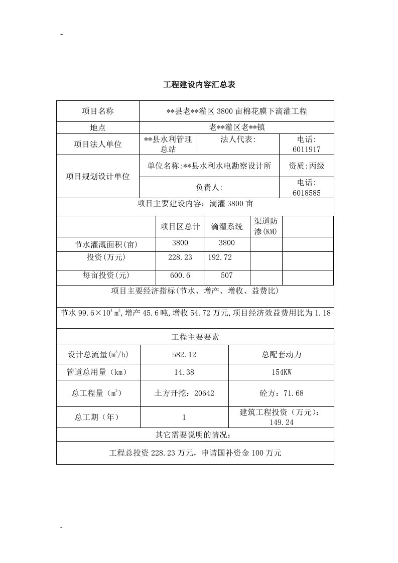 【经管类】某地区3800亩节水灌溉工程建设项目可行性研究报告